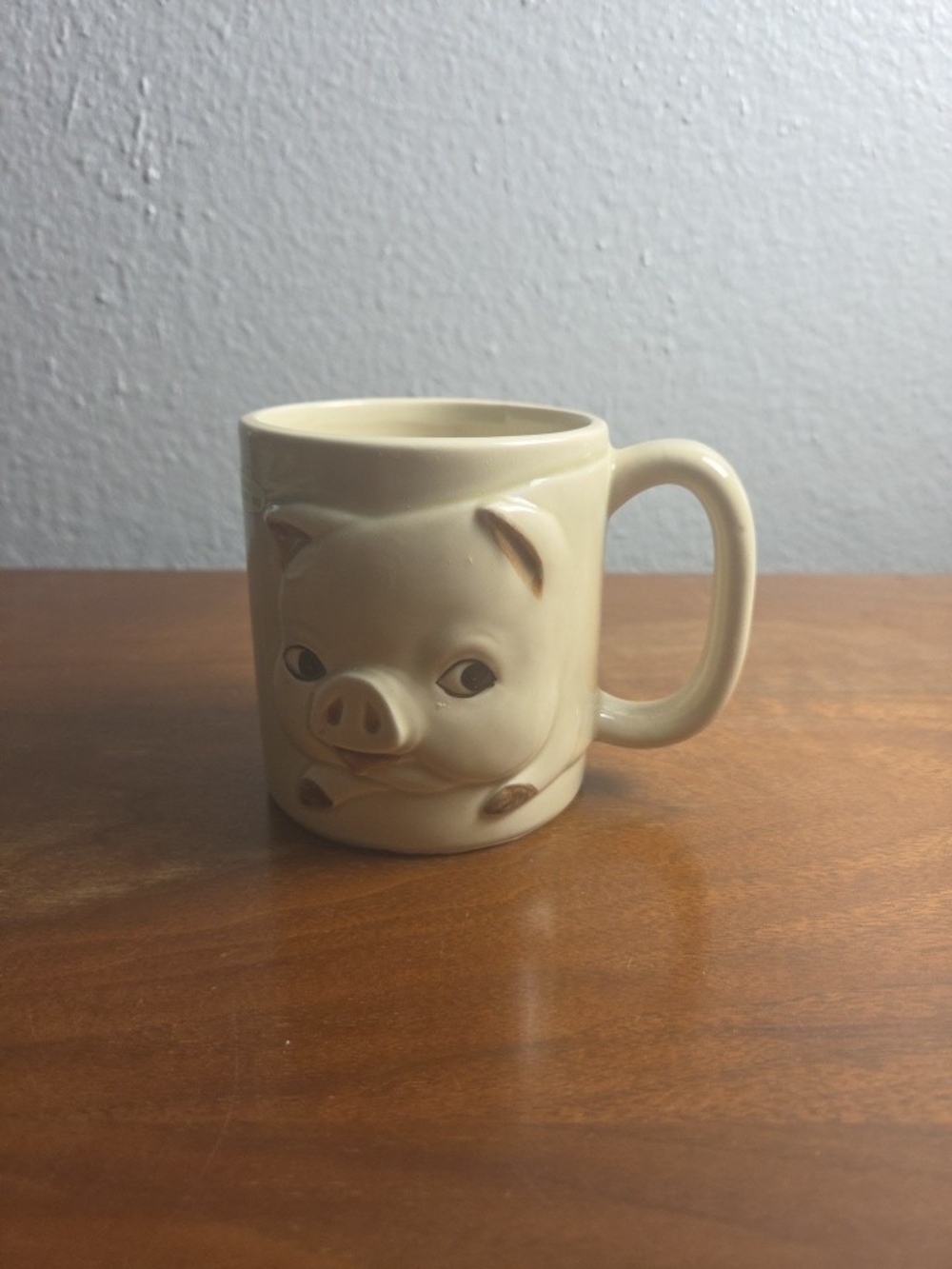 1979 Handpainted Otagiri Ceramic Mug w/ 3D Pig Design, Made In Japan, 3.75” Tall